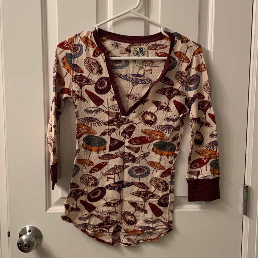 Size Medium Lucky Brand 3/4 length sleeve top